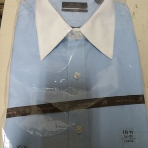 Men's Blue Tasso Elba Twill Dress Shirt Size 16.5x34/35